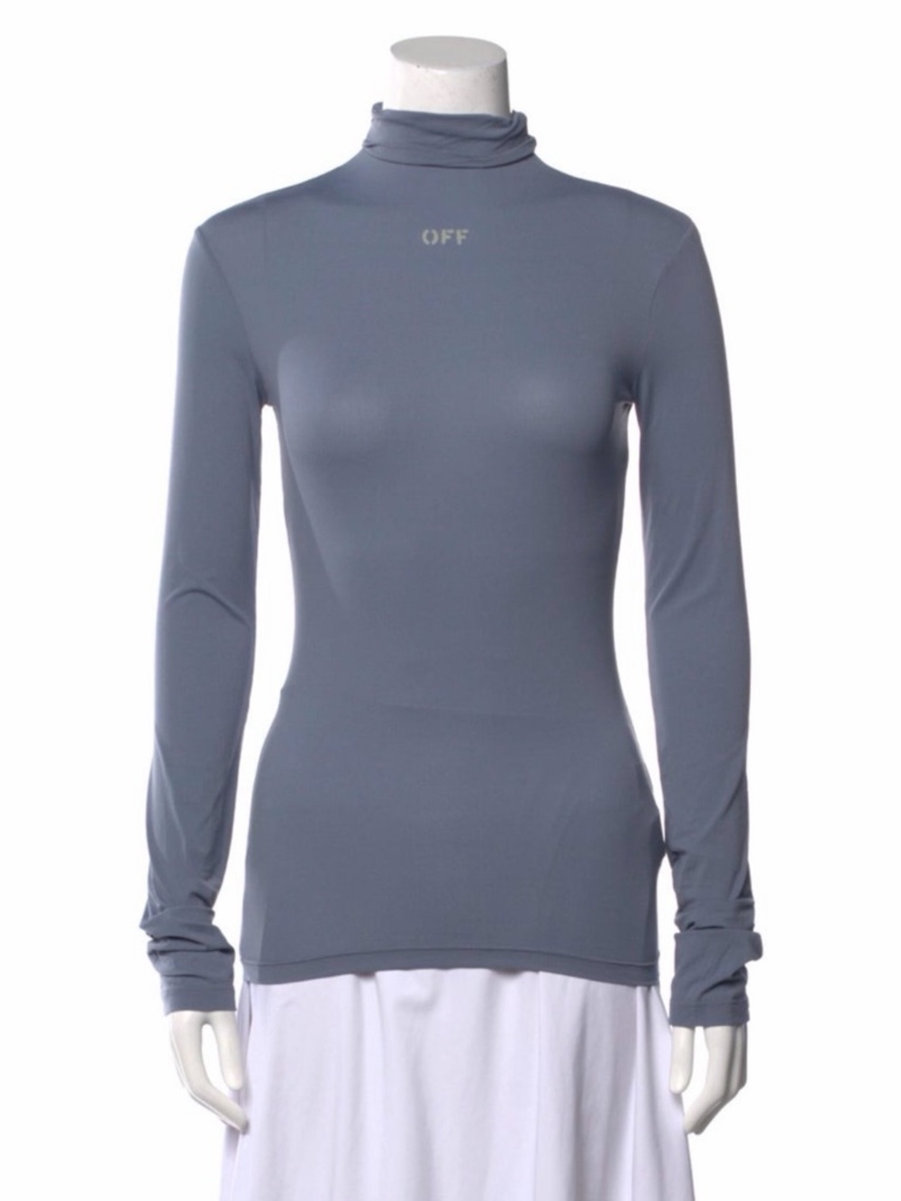 Off-White Slate Blue Long-Sleeve Turtleneck Top